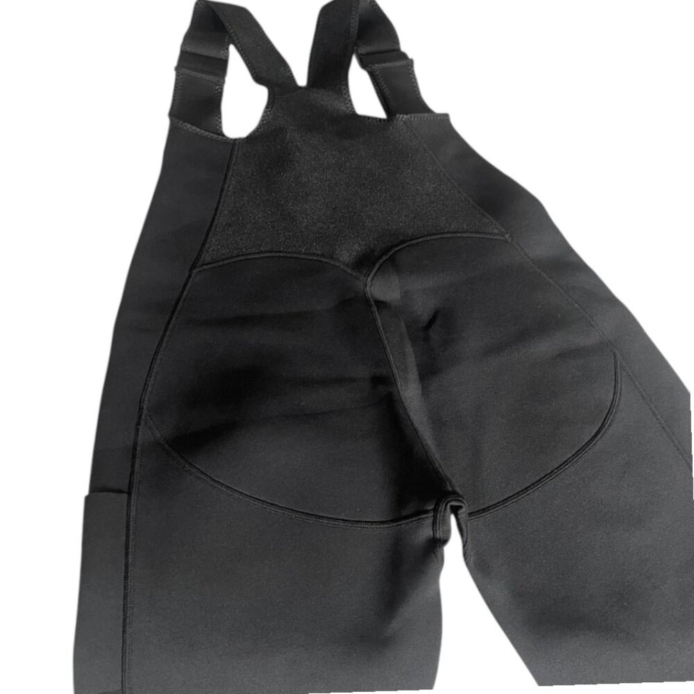 Neoprene Underbust Fitness Bib Overalls Shapewear Jumpsuit w/ Zipper & Pocket M - Picture 7 of 8